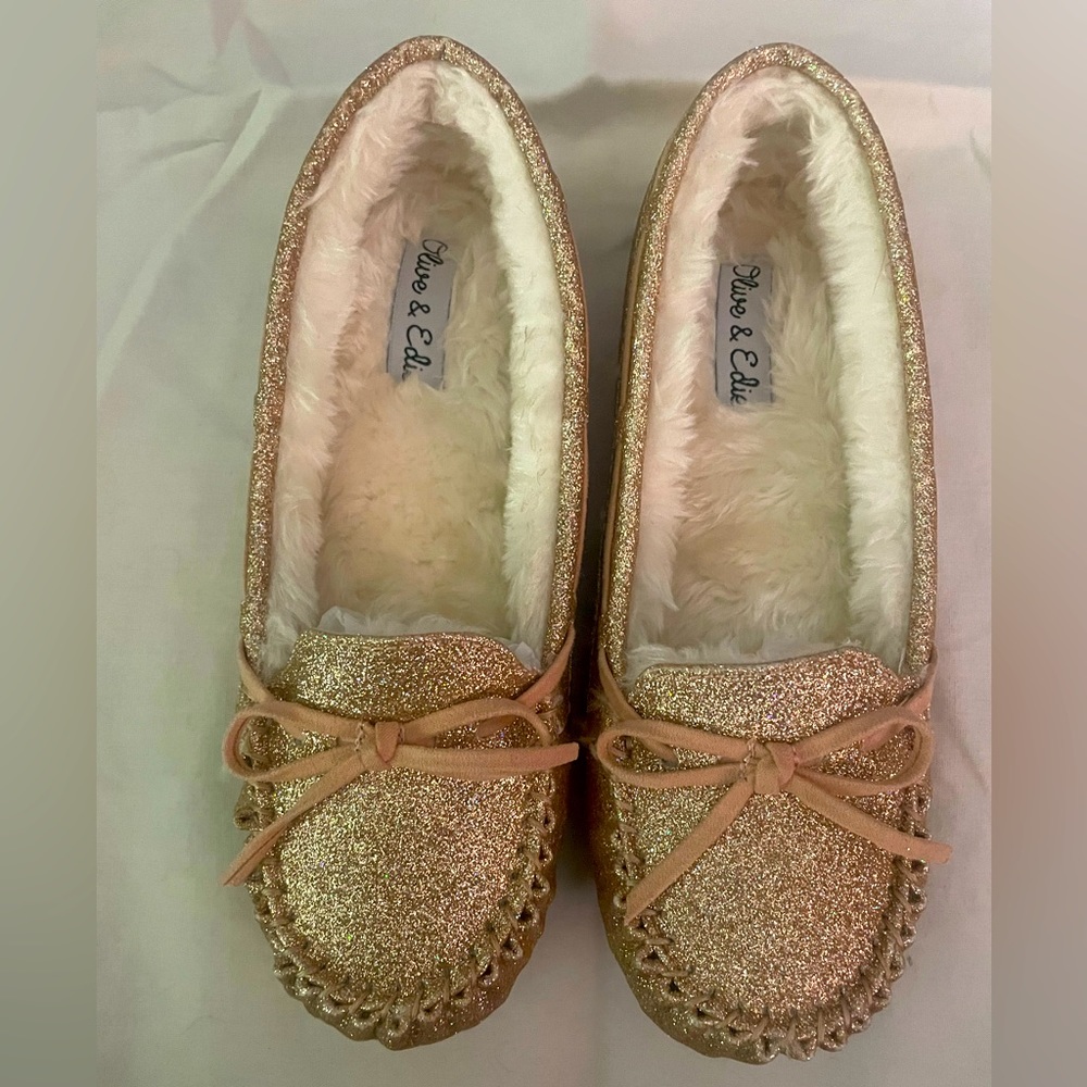 Gold Glitter moccasins